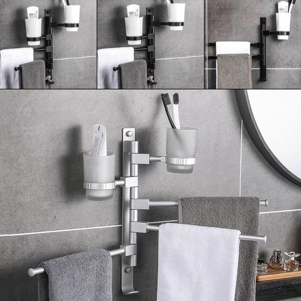 

towel racks european space aluminium rack 3/2 arms hanging with cup bathroom movable bars hook