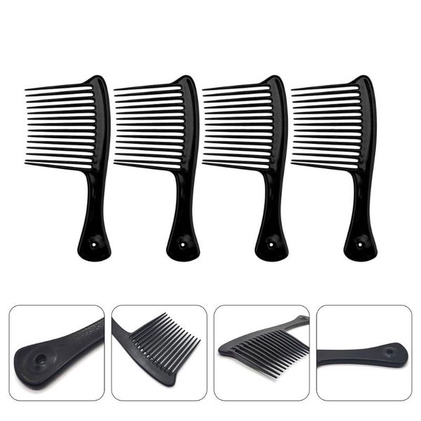 

hair brushes 4pcs wide teeth combs barber shop styling straight curly, Silver
