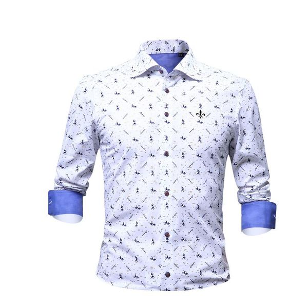 

men's casual shirts print swallow fashion blusa camisa social masculina dudalinas long sleeve slim fit shirt men floral clothes pullove, White;black