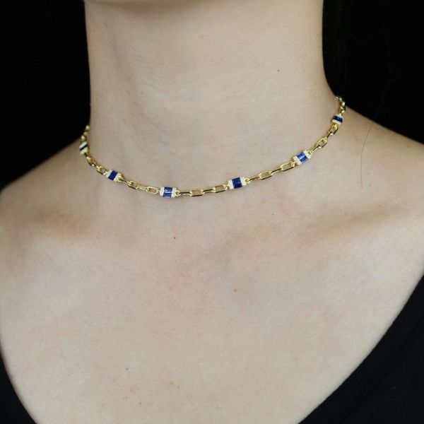 

square cz choker gold color link chain baguette blue red fashion wimen jewelry cute pendant necklace necklaces, Silver