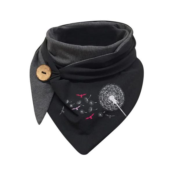 

scarves women casual dandelion printing scarf fashion button retro multi-purpose shawl bufandas invierno mujer #py, Blue;gray