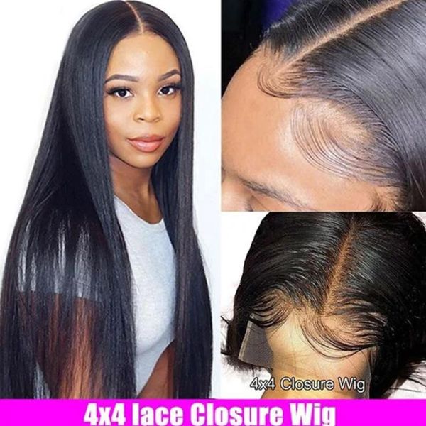 

lace wigs hairmoda straight human hair 4x4 closure natural hairline brazilian 180, Black;brown