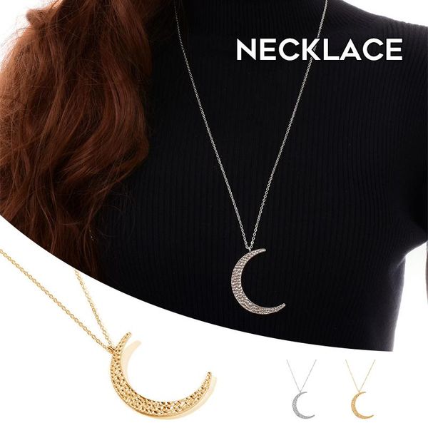 

chains crescent moon shape pendant necklace personality clavicle chain for women girls jewelry gift aic88, Silver