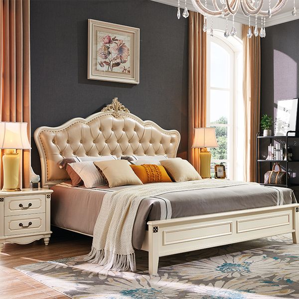 

bedroom furniture european style simple modern double solid wood bed