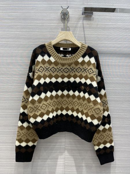 

2021 autumn winter milan runway sweaters o neck long sleeve women's sweater high end jacquard pullover designer clothing 0904-4, White;black