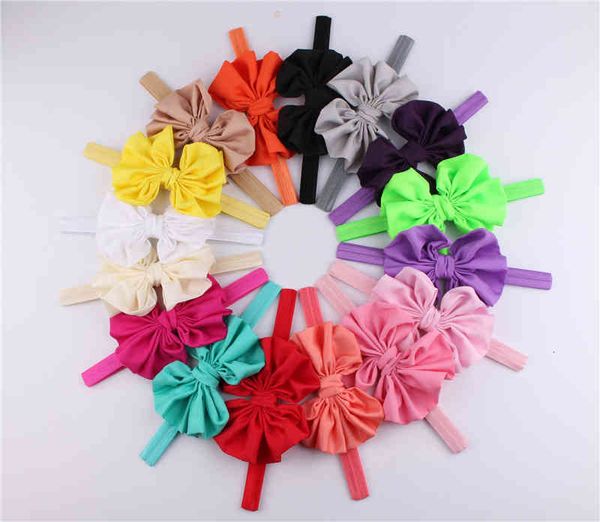 

hair accessories baby girls headband chiffon big bow elastic bands headwear infant bowknot flower headbands 16 colorskha182 x05o, Slivery;white