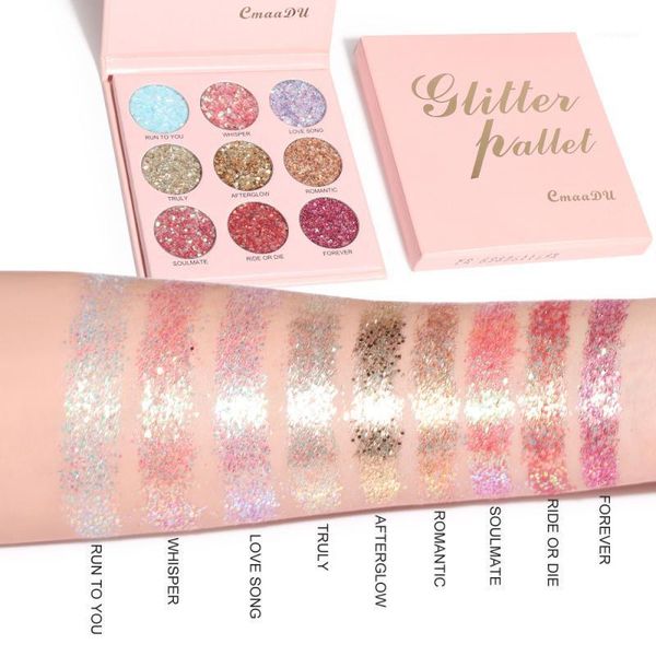 

cmaadu diamond eyeshadow 9 color tray glitter sequins powder highlight eye shadow palette stage makeup disk cosmetics tslm11