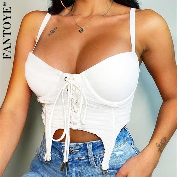 

women's tanks & camis ruched lace up bandage crop for women zipper backless vest solid skinny tank partywear ly12, White