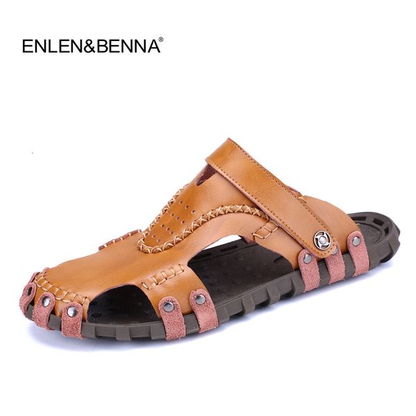 

dress shoes genuine leather summer men sandals luxury fashion male sandalias beach soft bottom breathable casual slippers, Black