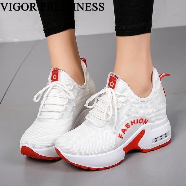 

dress shoes vigor freshness women height increasing white sneakers pumps woman autumn tennis summer high heels wy192, Black