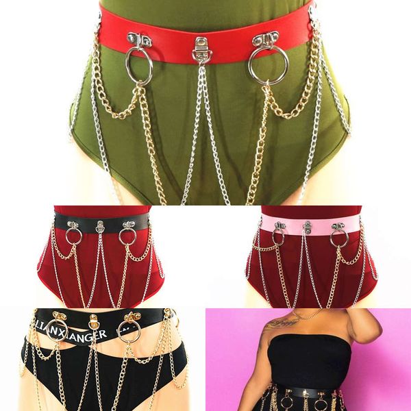 

chain int tie waist xlp2020punk couple belt accsori casual leather, Silver