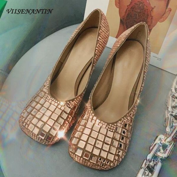 

dress shoes 2021 designer luxury fashion women sandals spring autumn square toe slip-on full crystal charming pumps slingbacks high geels, Black