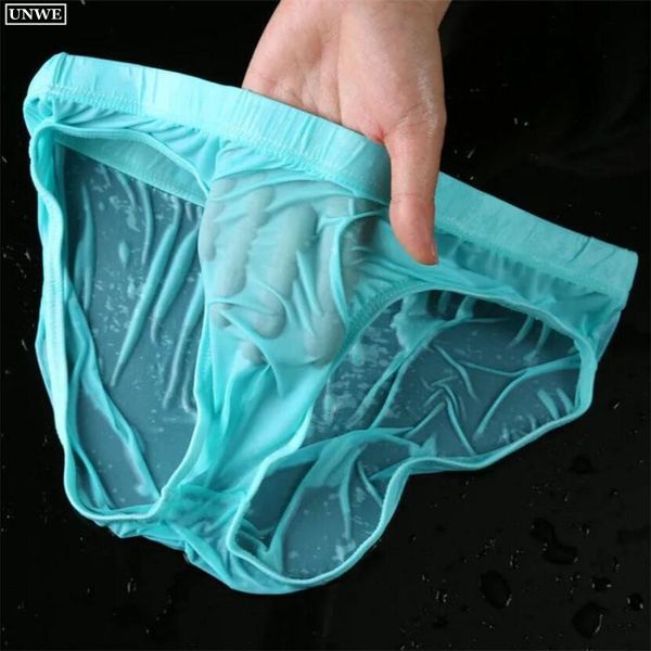 

underpants 1-2pcs breathable mens briefs nylon seamless ice silk underwear ultra-thin cueca low rise soft plus size, Black;white