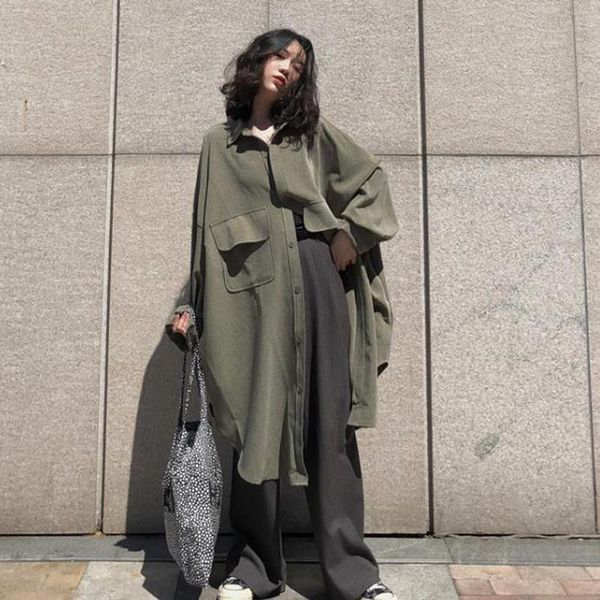 

women's trench coats [ewq]autumn 2021 korean style student windbreaker jacket women mid-length tooling loose all-match overcoat ladies, Tan;black