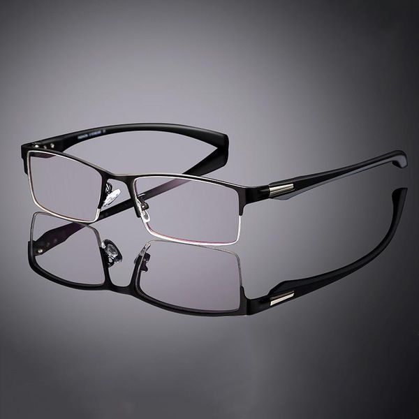 

fashion sunglasses frames hervi business style men titanium alloy myopia glasses ,male half frame resin lenses eyeglasses for prescription, Black