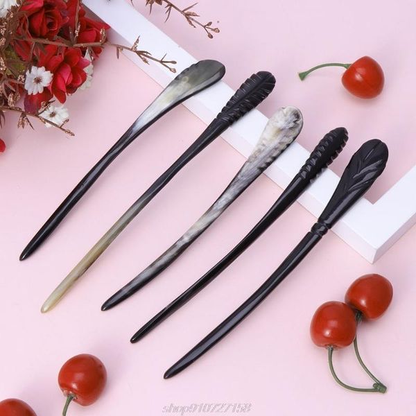 

hair clips & barrettes women hairpins retro chinese style natural horn stick jewelry decorations n03  drop, Golden;silver