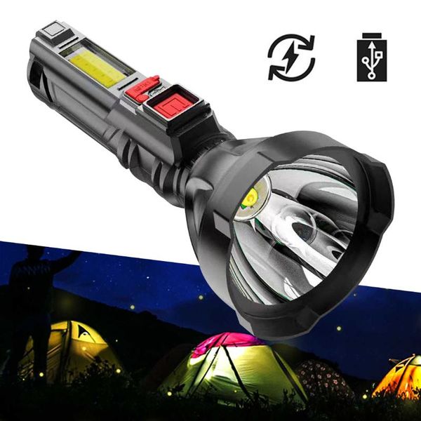 

flashlights torches built-in battery torch usb rechargeable high power cob led hand light for camping hiking waterproof