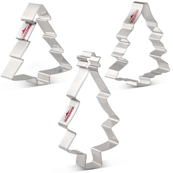 

baking moulds keniao christmas tree cookie cutter - 3 various size and shap biscuit / fondant pastry stainless steel