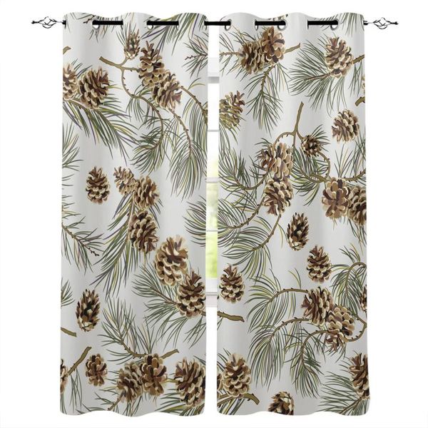 

curtain & drapes brown pine cones leaves branches plant blackout for the bedroom living room kitchen panel study