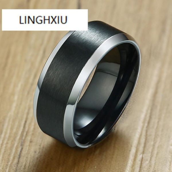 

cluster rings stylish silver color edge wedding ring for men 316l stainless steel black anillos hombre engagement accessories, Golden;silver