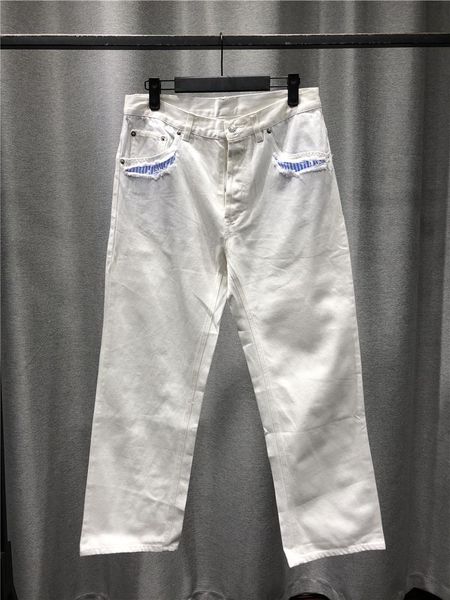 

women's jeans fashion and leisure high waist cotton straight tube loose trousers two front pocket openings design button placket, Blue