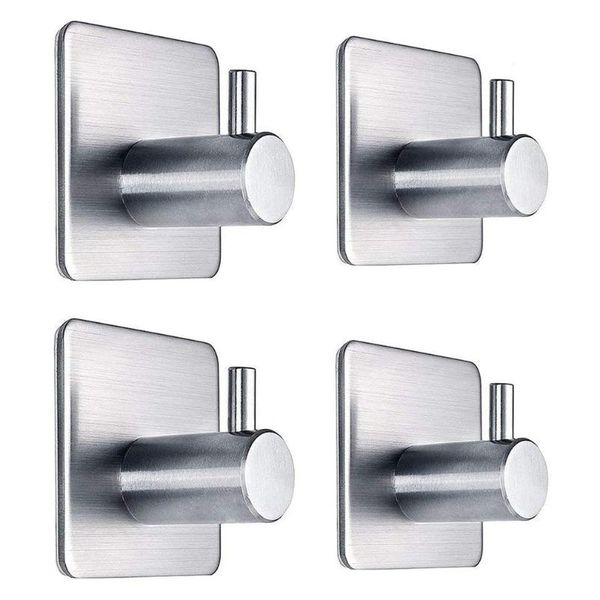 

hooks & rails 4pcs adhesive heavy duty wall waterproof stainless steel for hanging coat hat towel robe hook