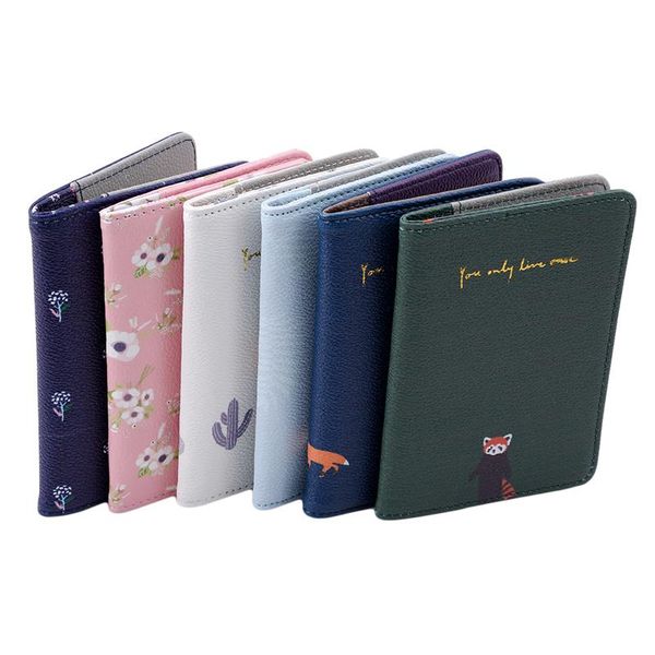 

card holders fashion cartoon cute 2021 women passport cover bags multifunction holder wallet tickets kit case, Brown;gray