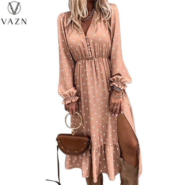 

casual dresses vazn 2021 early autumn style dot plus size parity chiffon long dress women high waist braid a-line maxi, Black;gray
