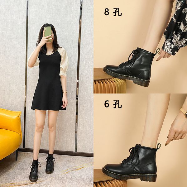 

fashion martin boots women's black cowhide and sol ordinary psh warm boots