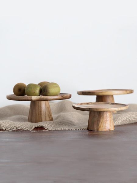 

dishes & plates japanese style tall solid wood fruit plate cake dessert candy table decoration el service tray kitchen storage supplies