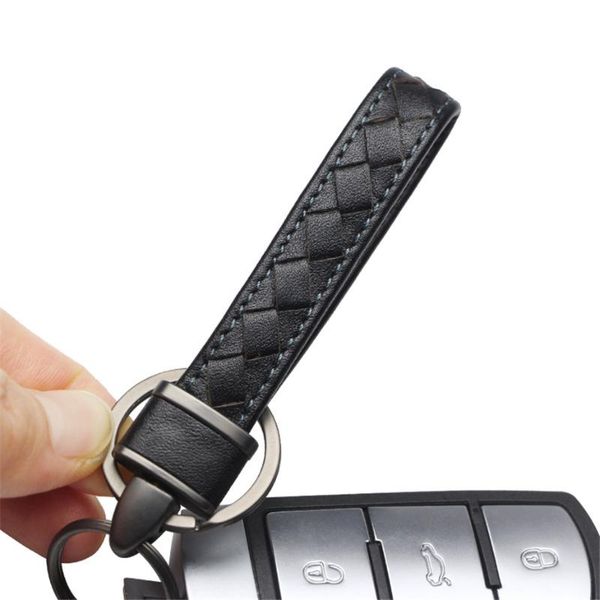 

keychains car keychain keyrings for abarth 595 500 124 spride badge metal double rings gentleman business hand woven leather key chain, Silver