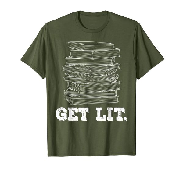 

get lit books reading read t-shirt, White;black