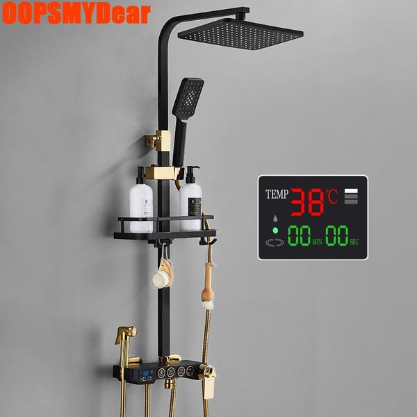 

bathroom shower sets digital cold set square head thermostatic system wall mount spa rainfall massage bath faucet bathtub