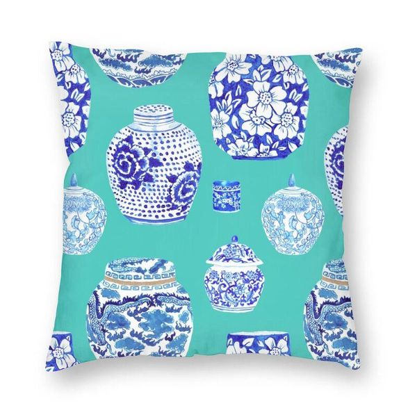 

cushion/decorative pillow chinoiserie ginger jar collection in jungle green teal cushion covers turquoise porcelain soft luxury case for sof