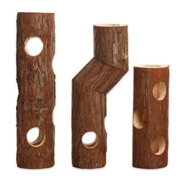 

cat toys wooden pipe tunnel exercise toy hamster chew guinea pig small pet tube cage for ferret accessories