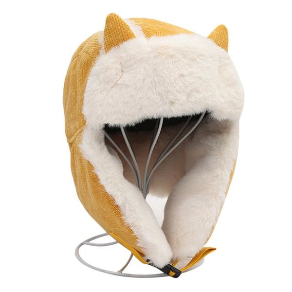 

beanie/skull caps women warm earmuffs thicken ear-flapped hat winter cold-proof cotton cat ears cap 2021winter russian, Blue;gray