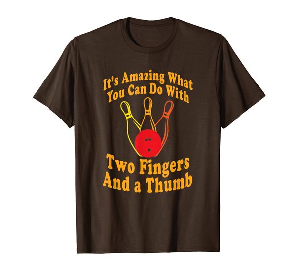 

funny retro bowling ball t shirt - two fingers and a thumb, White;black