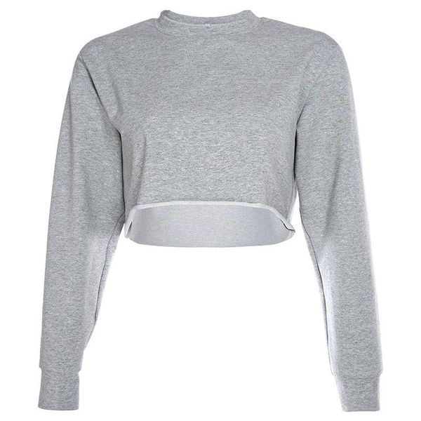 

women's hoodies & sweatshirts spring and autumn round collar loose street fashion simple casual pure color pullover navel long sleeve t, Black