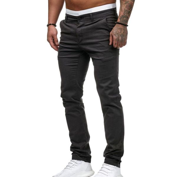 

men's pants 8 colors men casual solid color straight trousers with pockets male slim fit middle waist long outfits plus size m-2xl, Black
