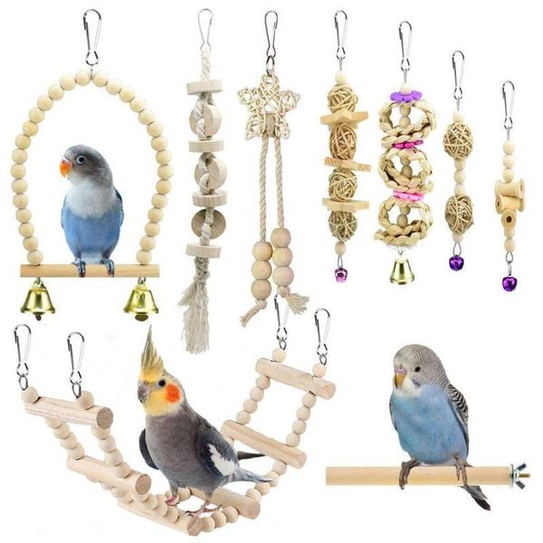 

other bird supplies 15/9/8/3 pcs chewing toy funny cotton rope parrot bite resistant cockatiels parakeet training accessories cage