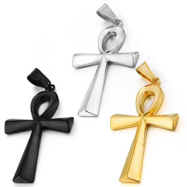 Унисекс мужская мужская нержавеющая сталь кулон ожерелье египетские анкус жизни крест религиозный символ амулет с 60см роло цепочки