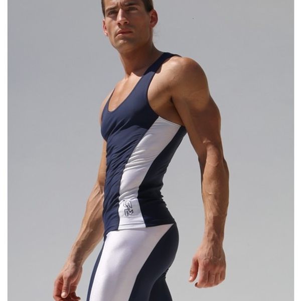 

men's tracksuits matching thin suit running outdoor fitness sports tank pants color aqux fashion g28q, Gray