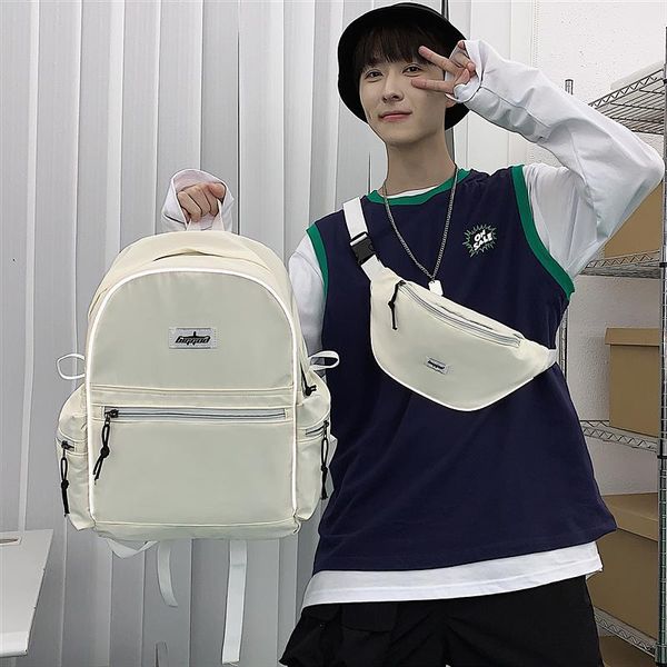 

backpack dual-use schoolbag female korean campus high simple and versatile fashion brand detachable chest bag