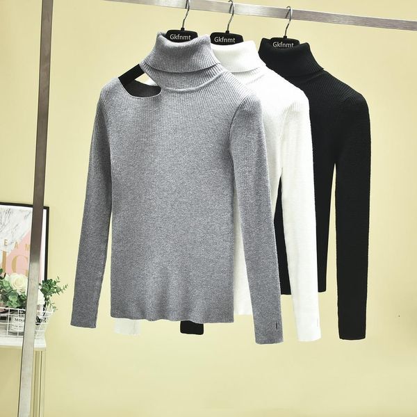 

knitted off shoulder women sweater pullovers long sleeve turtleneck jumper white clothing vintage regular, White;black