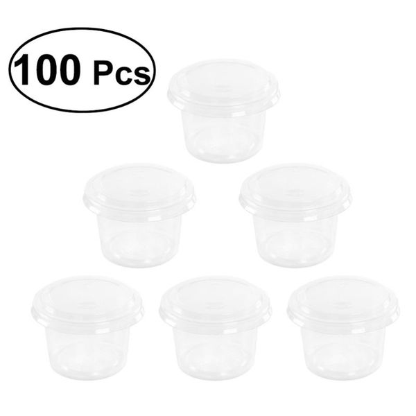 

disposable cups & straws 100pcs 1oz portion clear container with lids for jelly yogurt mousses