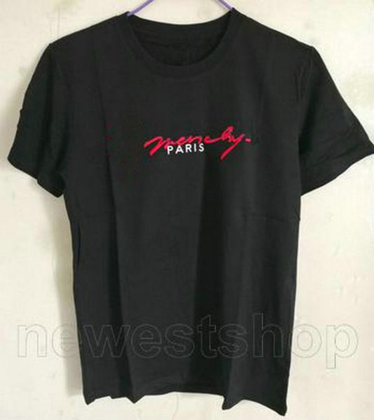 

2020 version fashion mens summer clothing t-shirt paris embroidery red letter tshirts cotton tee t shirts, White;black