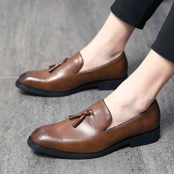 

dress shoes mens leather loafers with bow tie black brown casual men slip on wedding party formal big size 48 xe65