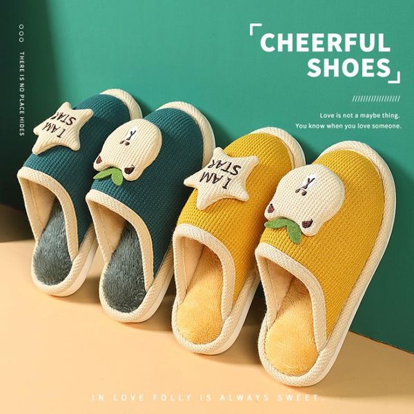 

winter kids slippers toddler boys girls cartoon indoor slides baby shoes warm house children slipper, Black;grey