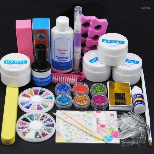 

manicure set uv led lamp gel nail tip tools art kit building set1