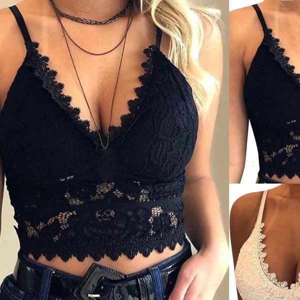 

womens bra women tanks large size vest tight lace wireless underwear v neck bodysuit loose jumpsuit camisole sleepwear, White